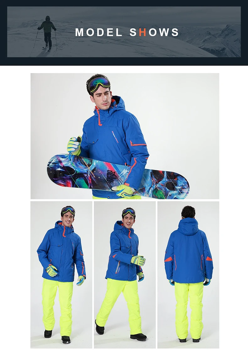 Лыжный костюм, мужской костюм для сноуборда, ветрозащитная Водонепроницаемая теплая куртка+ лыжные штаны, мужская спортивная куртка для улицы, Холодный индекс-30