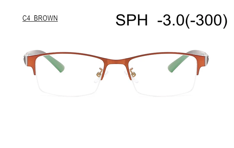 Myopia Glasses Diopter-0.5-1-1.5-2-2.5 To-6 Women Men Upscale TR90 Half Frame Finished Prescription Spectacles Nearsighted - Цвет оправы: C4 (-3.0)