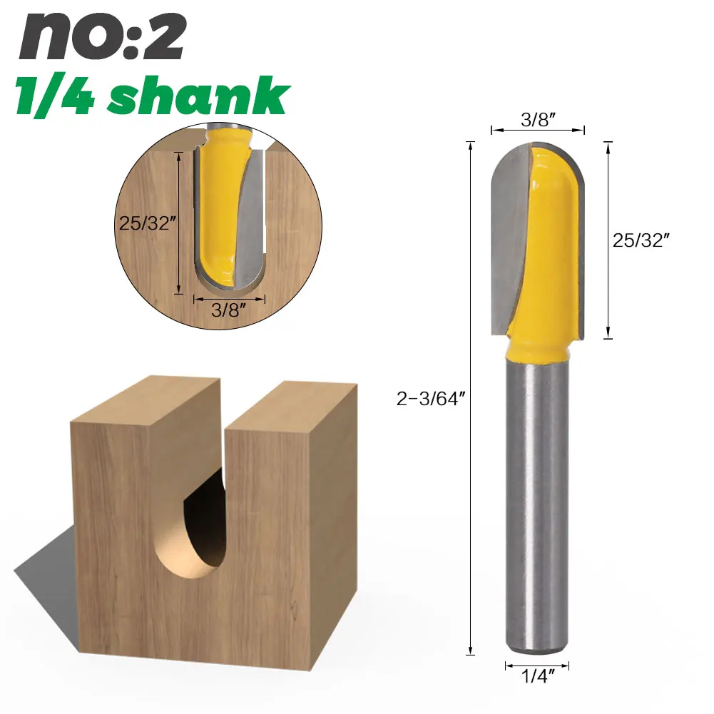 1 Stück 6mm Schaft 1/4'' Schaft Fräser-Set, Kernbohrer, Rundnase-Fräser, 90-Grad-V-Nuten-Fräser für Holzbearbeitungswerkzeuge – Detail 7