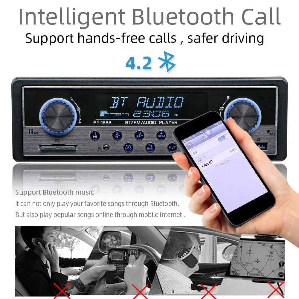 Автомагнитола автомобильное радио Coche Aux bluetooth FM стерео аудио MP3 приемник USB Радио
