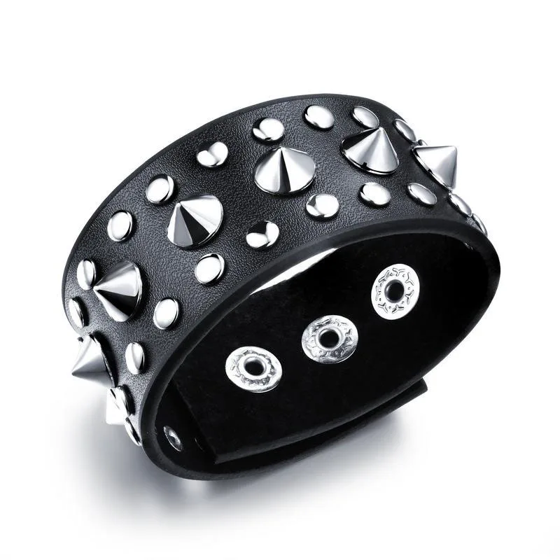 

Retro Punk Leather Bracelet For Men Boyfriends Gift Simple Black Bracelet Bangles Party Hip Hop Hand Jewelry Accessories Bijoux