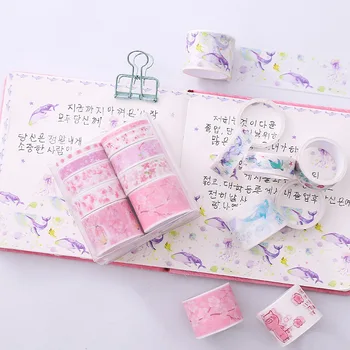 

10 Pcs/set Kawaii Colored Decorative Tapes Washi Masking Tape Stationery School Planner Diary Album Label Sticker Tape Papelaria
