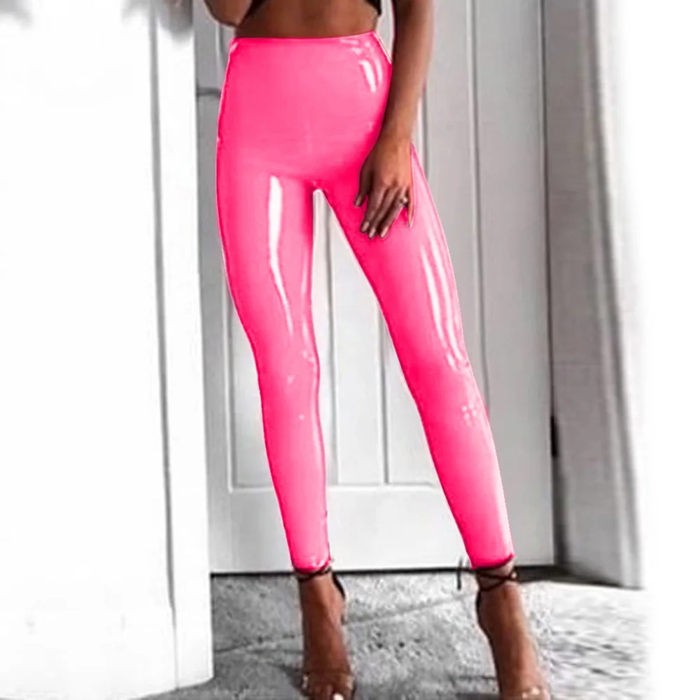 Fashion Women PU Leather Legging Pants Skinny Elastic High Waist Lady Legging Slim Fitness Ankle Leather Pants Sexy Leggins