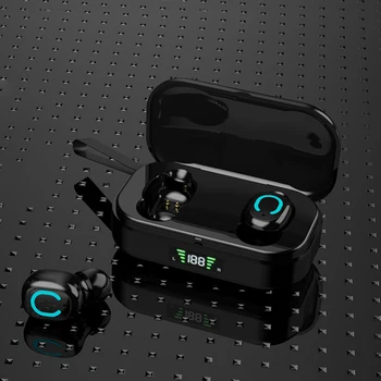 

Bluetooth 5.0 Earphone 4H Playing Time LED Digital Display Fingerprint Touch Semi-ear Wireless Headphones Portable Charging Case