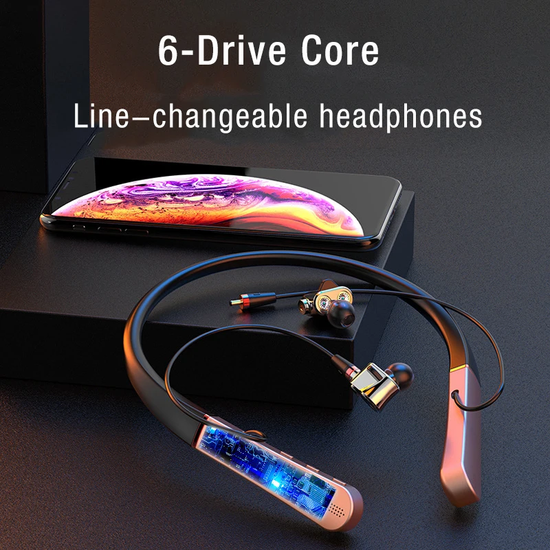 Наушники LYMOC HiFi съемные 6 динамических катушек Bluetooth 5 0 беспроводные наушники с