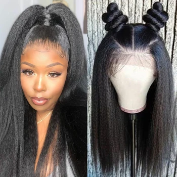 

Fureya Hair 130% Density Full lace Human Hair Wig Yaki Straight Pre Plucked Hairline Brazilian Remy Hair Wigs for Black Women