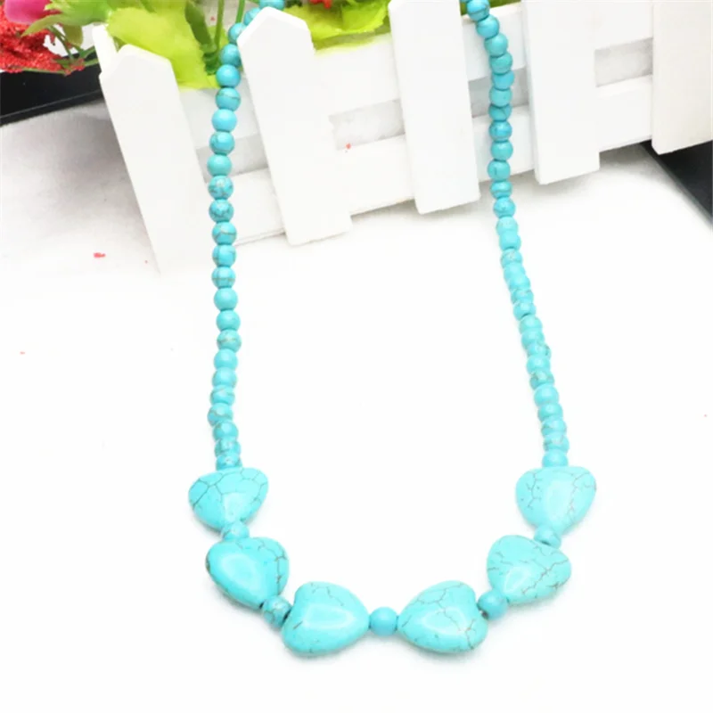 Горячая Новинка модный стиль diy 1" Howlite calaite бусины, подвески в виде сердца ожерелье MY5199