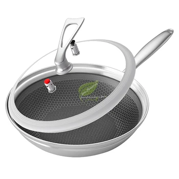 

304 Stainless Steel Wok Non-stick Pan Less Smoke Multi-function Household Cooking Pot Induction Cooker Gas for Wok