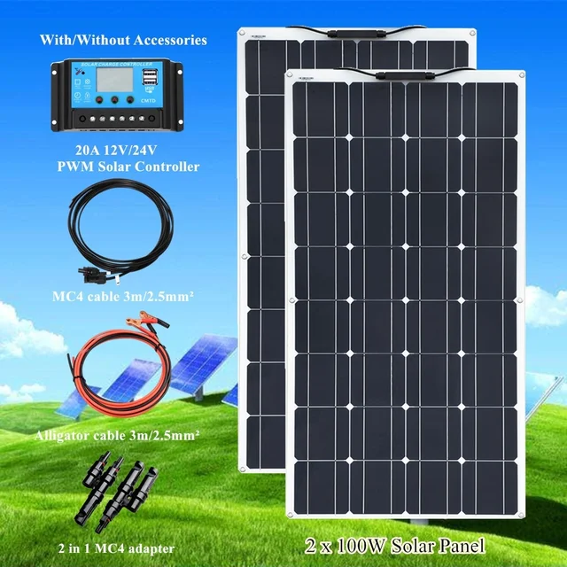 SolarPanelKit BatteryCharger Photovoltaic Cell Car Complete RvRoof