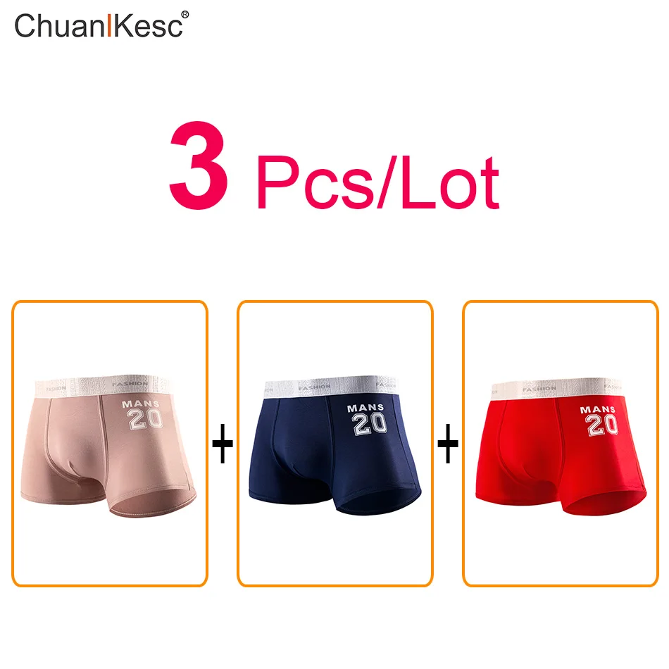 3 Pcs Pure Cotton Men's Boxers Personality Star Digital Underwear Fashion New Sexy Comfortable Basketball Running Sports Shorts