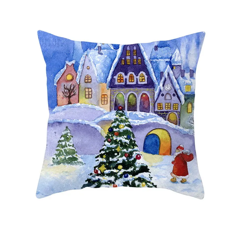 Веселая Рождественская Реалистичная пейзажная наволочка из полиэстера мягкая удобная подушка для дивана наволочка для украшения дома - Цвет: 11