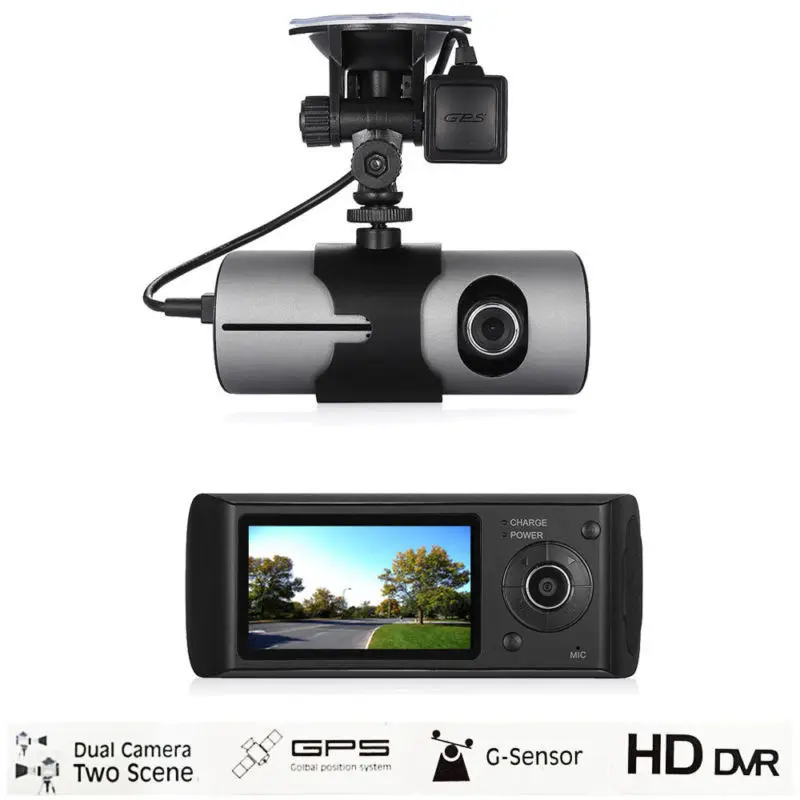 2.7" LCD 1080P Dual Lens Car DVR Digital Video Recorder GPS Logger Dash Cam R300 