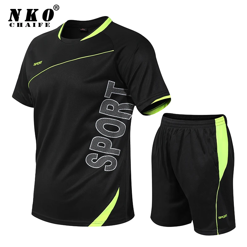 

Mens Summer Sport Suit Casual Sportswear T-Shirt Shorts Two Piece Set Quick Dry Tracksuits Fitness Running Basketball Suit Men