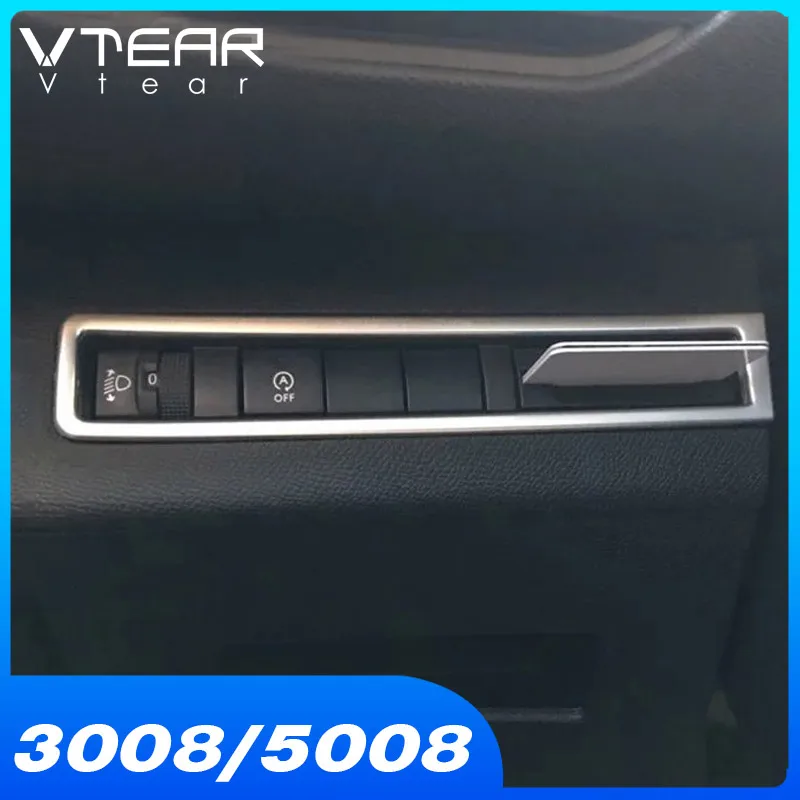 Vtear для peugeot пежо 3008 GT 5008 аксессуары интерьера фар Кнопка регулировки рамка ABS