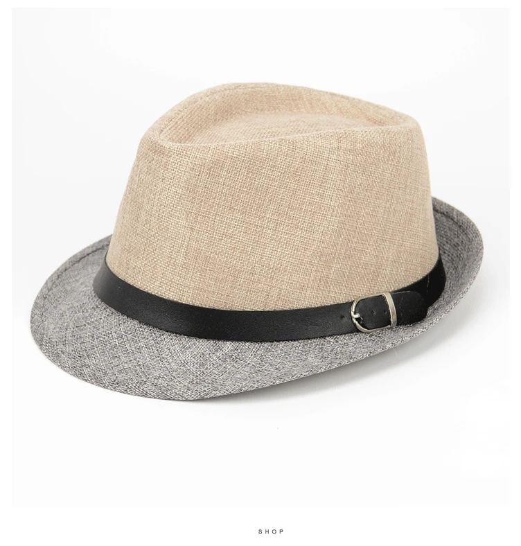New Style Leather Belt Flax Bowler Hat Adult Fedora Hat England Billycock Beach College Style Straw Hat Wholesale
