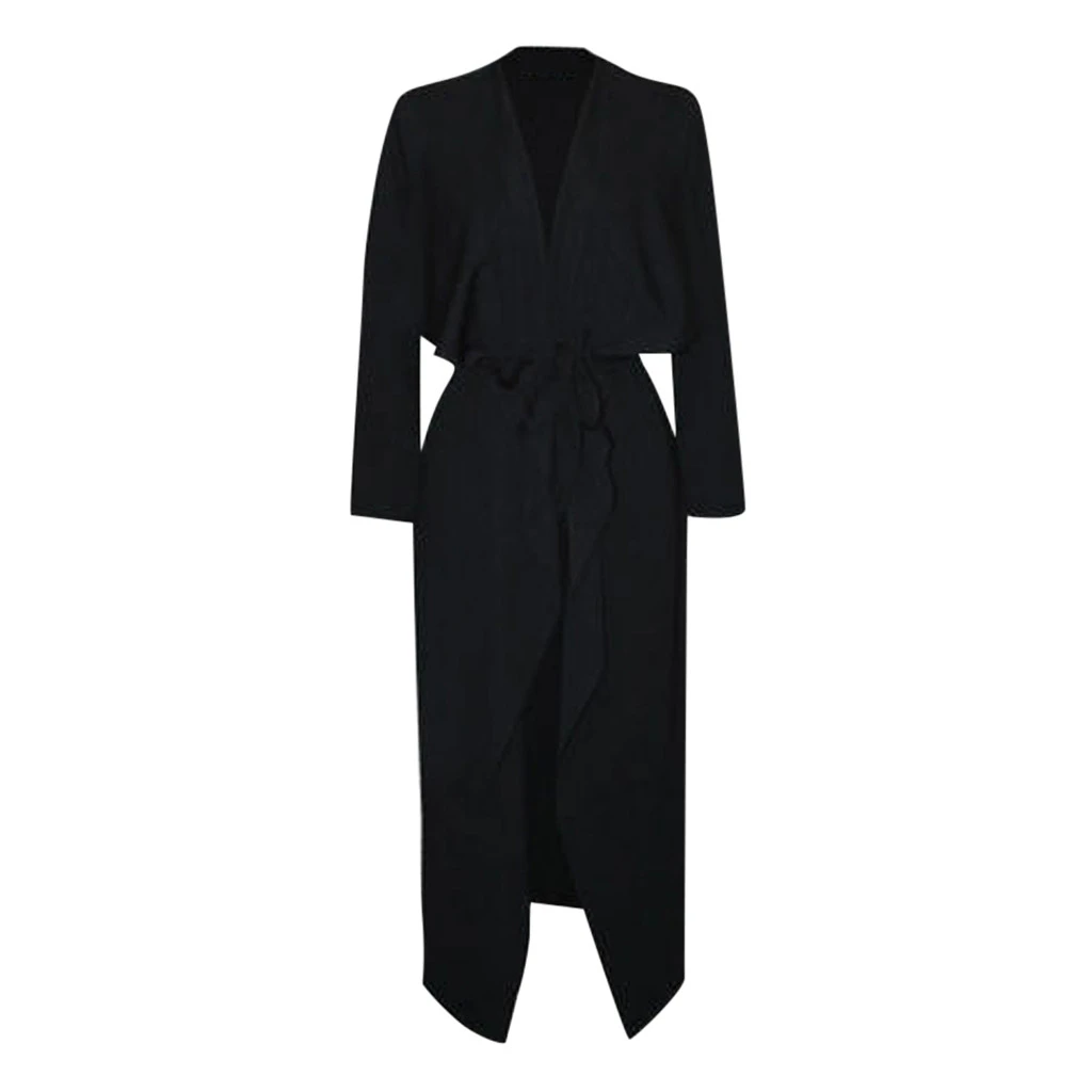 JAYCOSIA Self Tie Trench Coat Long Sleeve Wrap Long Outer With Belt Women Casual Fall Winter Workwear Coat Autumn 1030