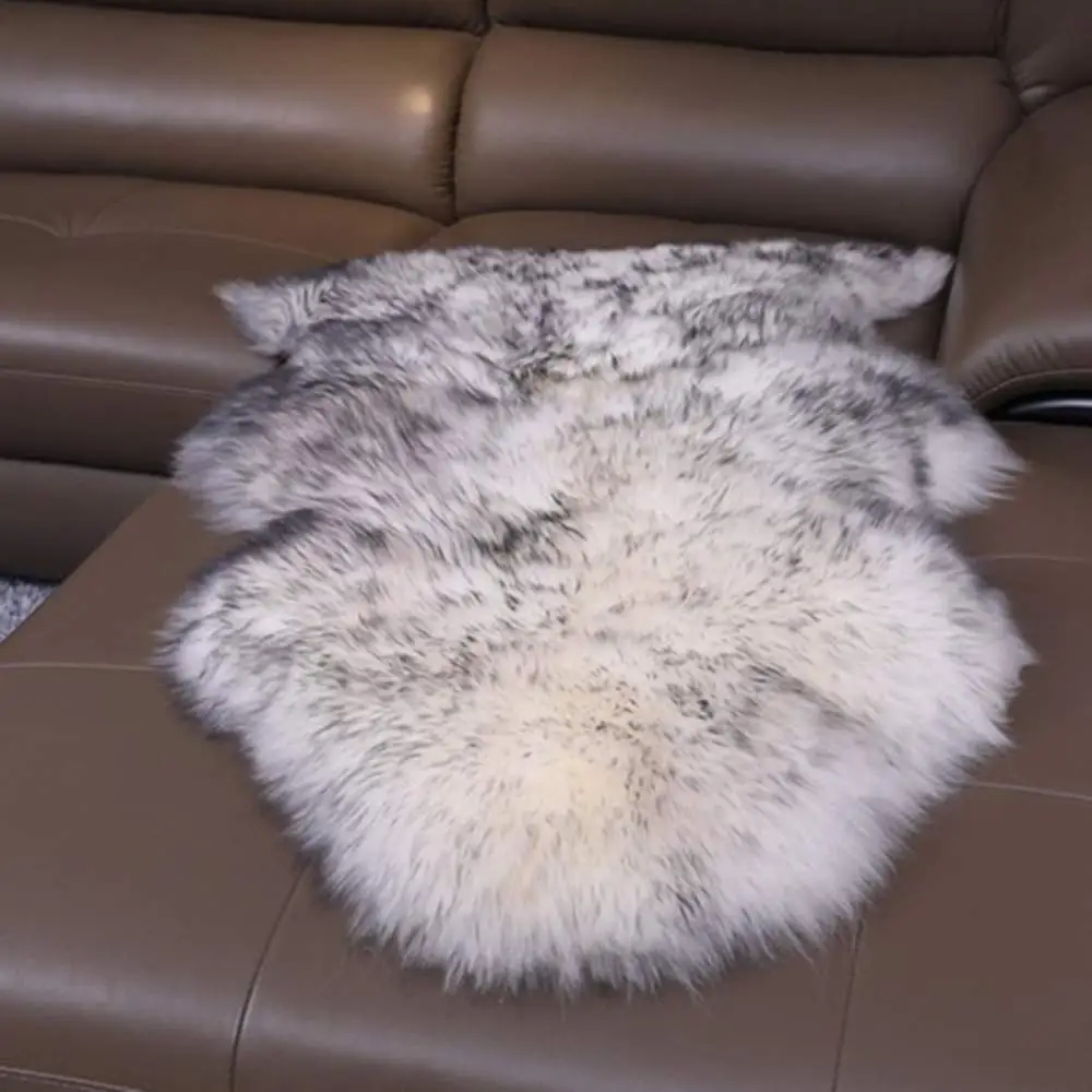 White Grey Мягкий ковер из натурального меха и шерсти, коврик для кровати собаки, ортопедическая кровать для собаки, белый ковер для собаки, для больших, средних и маленьких щенков - Цвет: White Grey