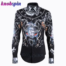 Большая брендовая рубашка с принтом для мужчин Новая мода длинный рукав тонкая сорочка homme Повседневная Деловая Мужская рубашка Плюс Размер Camisas