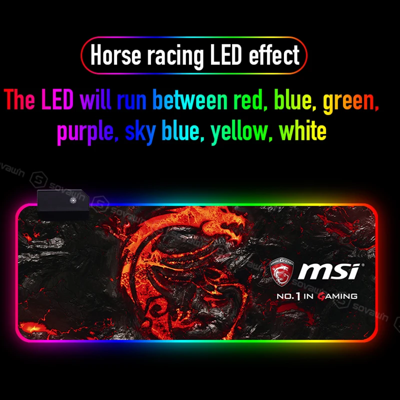 Gaming Mouse Pad RGB LED Lighting 900x400mm XL Large Dragon Pattern Keyboard Mousepad Natural Rubber Desk Mat Gamer For Laptop