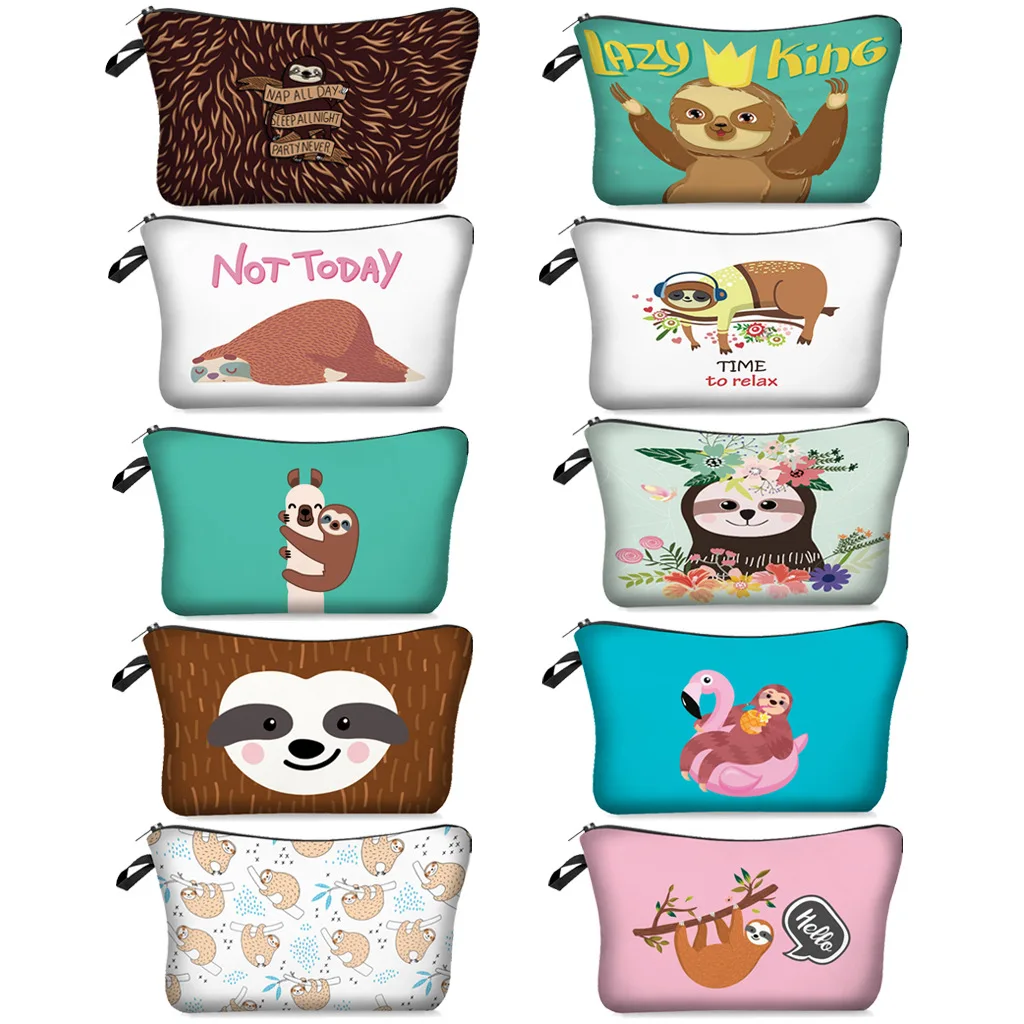 

Sloth Cosmetic Bag Waterproof Printing Swanky Turtle Toilet Bag Custom Style neceser Cosmetics Pouchs For Travel make up bag