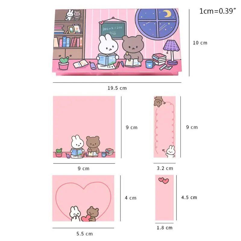 

Cute Cartoon Memo Pad Sticky Notes Writing Pads Label Mark Stickers Stationery