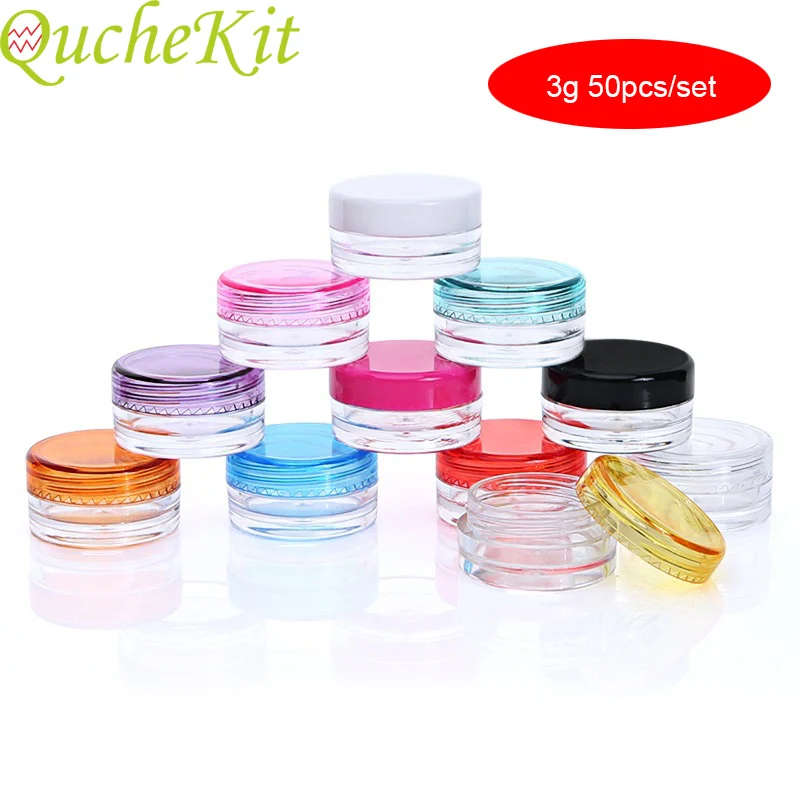 

50Pcs 3g Make Up Jar Cosmetic Sample Empty Container Plastic Round Lid Small Bottle Cosmetic Container With Lid