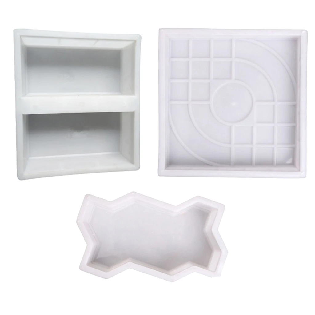 3 Pieces Paving Brick Path Maker Mould, Diy Paving Concrete Mold Garden Lawn Pathmate Stone Mold Walk Maker Mold - 3 Styles