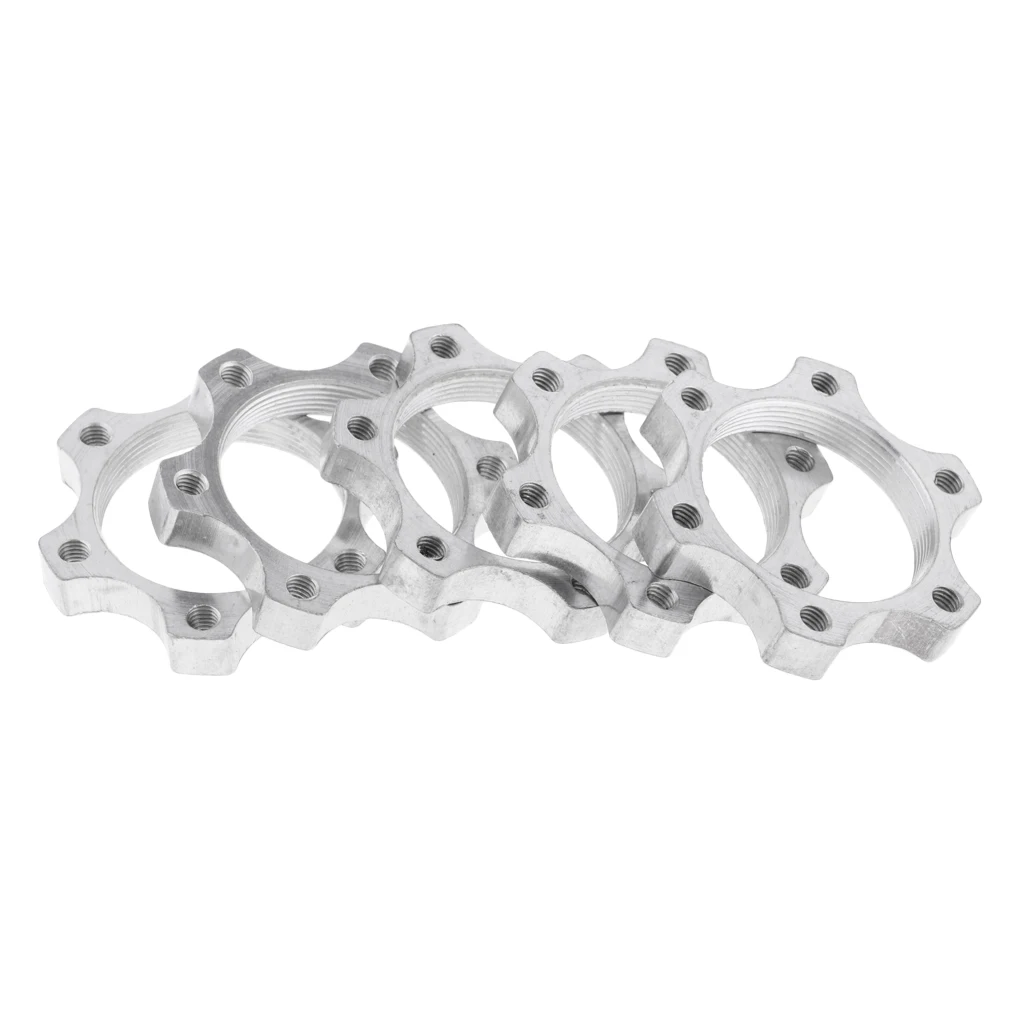 5Pcs Heavy Duty 44mm Bicycle Free Wheel Threaded Hubs Nut 6 Bolt Disk Disc Brake Flange Adapter
