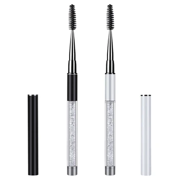 

2Pcs Eye Brush with Cap for Travel Eye Brow Eyelash Mascara Brushes Wands Applicator Portable Cosmetic Brushes