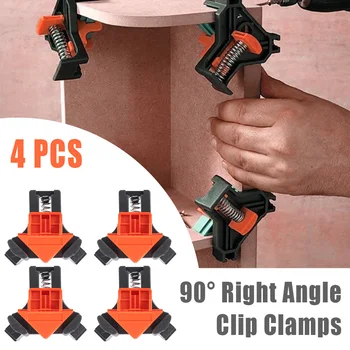 

4pcs 90Degree Right Angle Clamp Fixing Clip Woodworking Hand Tool Picture Frame Corner Clamp Pipe Clip Angle Clamps Fixture Tool
