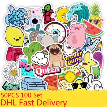 

50PCS One Pack 100 Set Summe Vsco Stickers For Laptop Fridge Phone Skateboard Travel Suitcase luggage Cute Fruit Plant Sticker