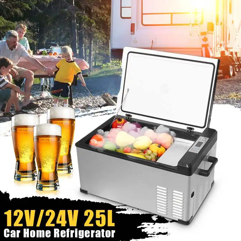 ^Cheap 25L Car Refrigerator Compressor Universal DC 12V&24V AC 110V-220V Dual-use Mini Fidge Cooler Frezzer Box -20~20 Degrees