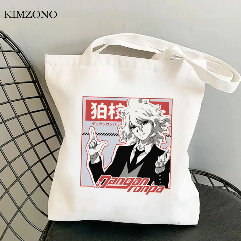 Danganronpa-bolsa de compras de lona, bolso de bandolera, reciclable, tejido
