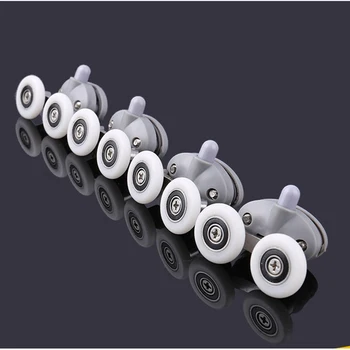 

8Pcs Twin Shower Glass Door 4 Top / 4 Bottom Rollers Runners Wheels Pulleys 23mm/25mm
