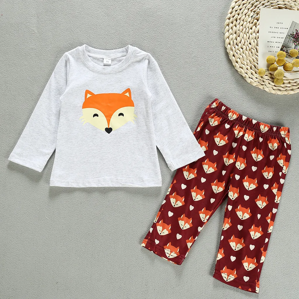 New Baby Boy Clothes Cotton Baby Girl Clothing Sets Cartoon Long-sleeved T-shirt+Pants Infant Clothes 2pcs Suit Baby Girls