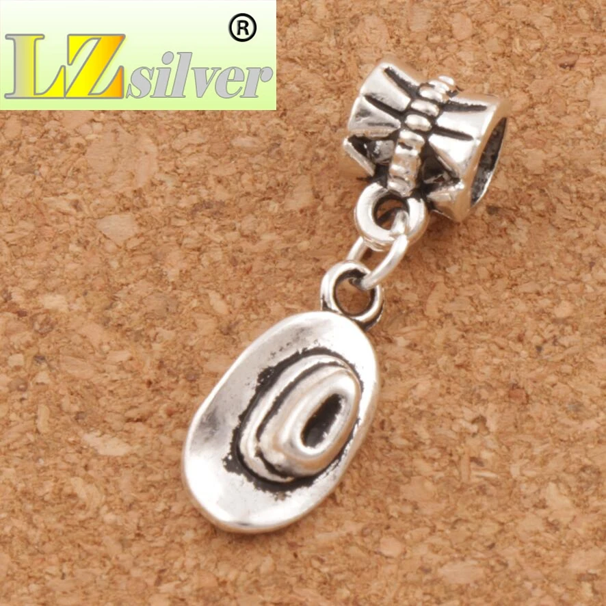 Cowboy Hat Charm Beads 27.7x8.2mm 100pcs Zinc Alloy Dangle Fit European Bracelets Jewelry DIY B409