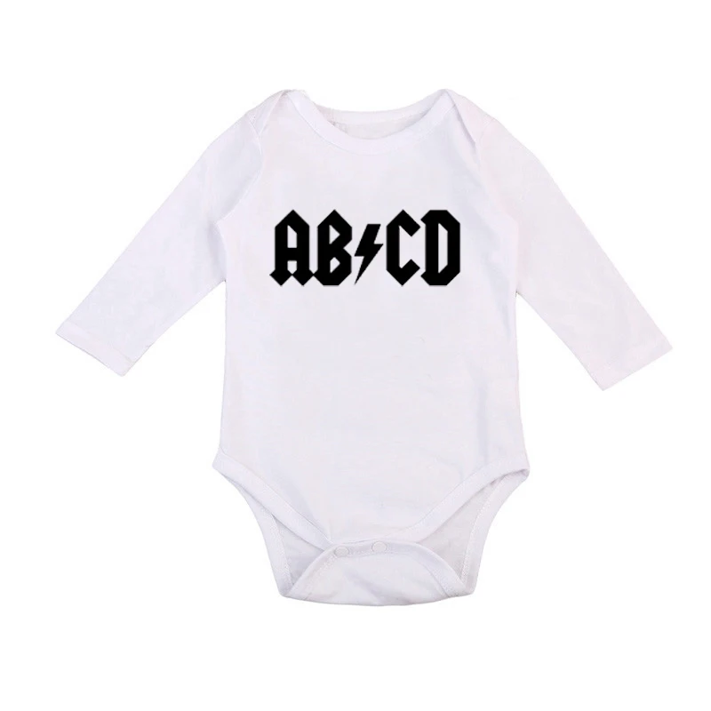 Детская одежда с длинными рукавами и забавными буквами ABCD, детская одежда с рисунком, Забавный комбинированный боди для новорожденных мальчиков и девочек