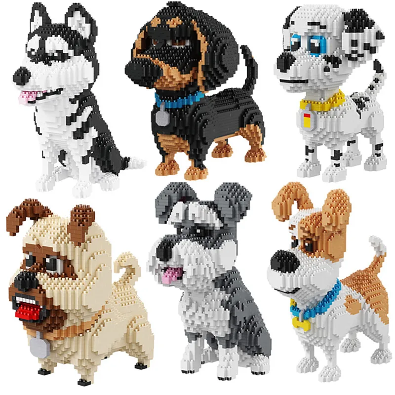 Собаки совместимы Legoing строительные блоки животные милый Хаски Keji Teddy Модель