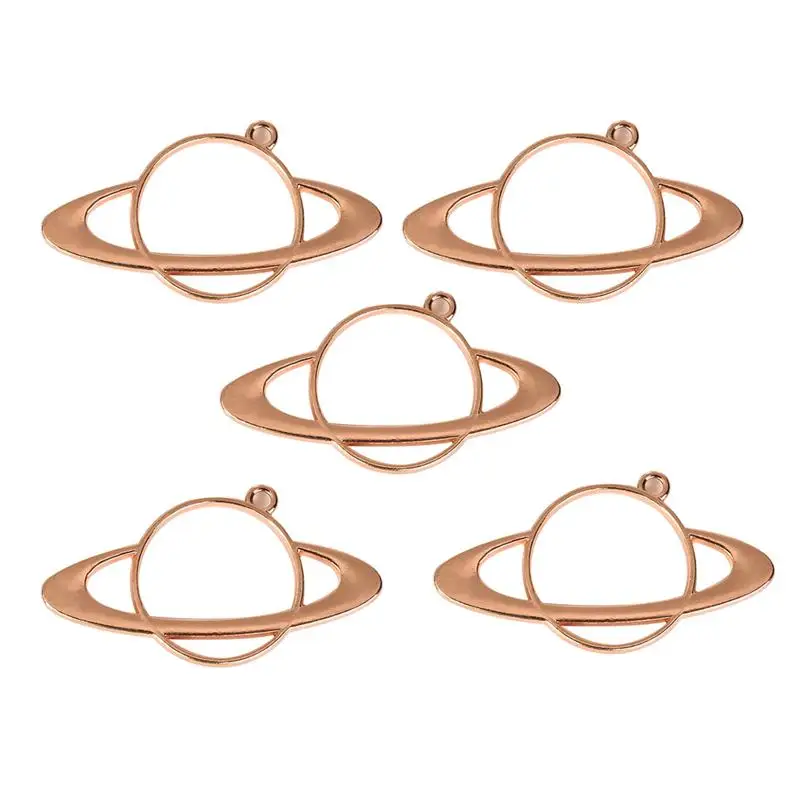 Planet rose gold 5 шт. креативные Полые Подвески из сплава, планета, космический корабль, открытая рамка, Полимерные Подвески для рукоделия, изготовление ювелирных изделий, серьги, аксессуары - Окраска металла: Planet rose gold