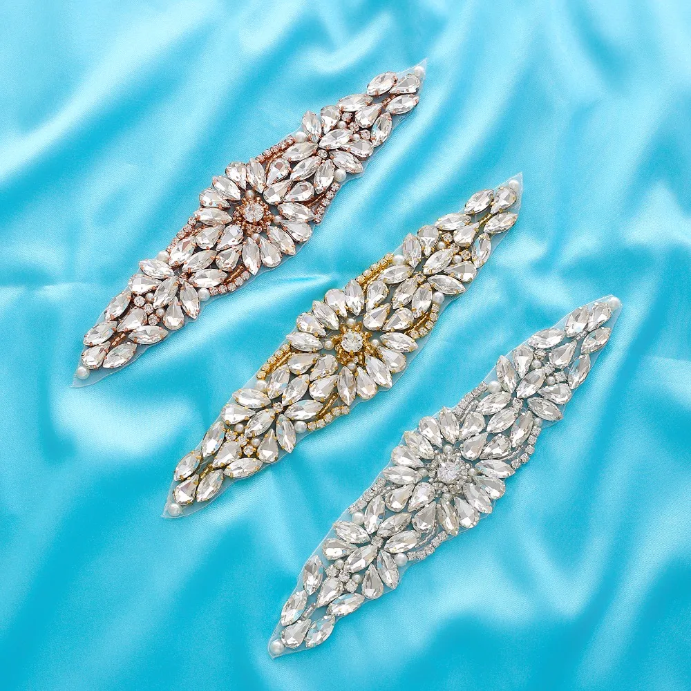 Clear Crystal Wedding Sash Pearls Bridal Belt Rhinestones Wedding Belt For Wedding Evening Dresses TP113