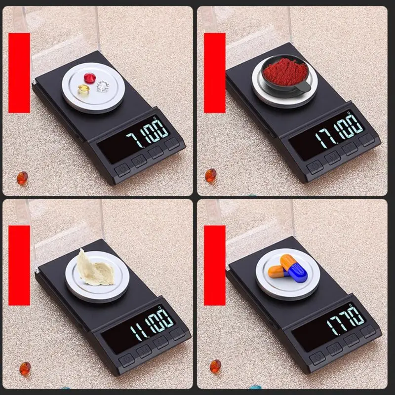 0.001g Digital Counting Carat Scale USB Charging 10g 20g 50g 100g Precision Electronic Jewelry Diamond Germ Medicinal Balance