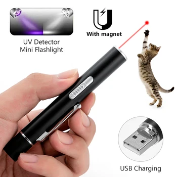 Mini latarka Laser Cat Light Pointers 3-in-1 USB Rechargeable Funny Cat Light Funny Cat Chaser Toys tanie i dobre opinie BINYEAE Brak CN (pochodzenie) EF3781 Laser Pointer NONE USB charging Stainless steel About 1 5 hrs(blue light-charging light off-fully charged)