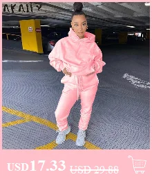 womens pant suit set Akaily Autumn Fleece Pink 3 Three Piece Sets Tracksuit Women Outfits Sweatsuits Long Sleeve Hoodies Crop Top And Pants Sets Suit formal pant suits