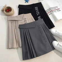 Женская юбка в консервативном стиле с высокой талией, шикарные юбки с вышивкой, Студенческая плиссированная Женская Милая юбка для танцев для девочек