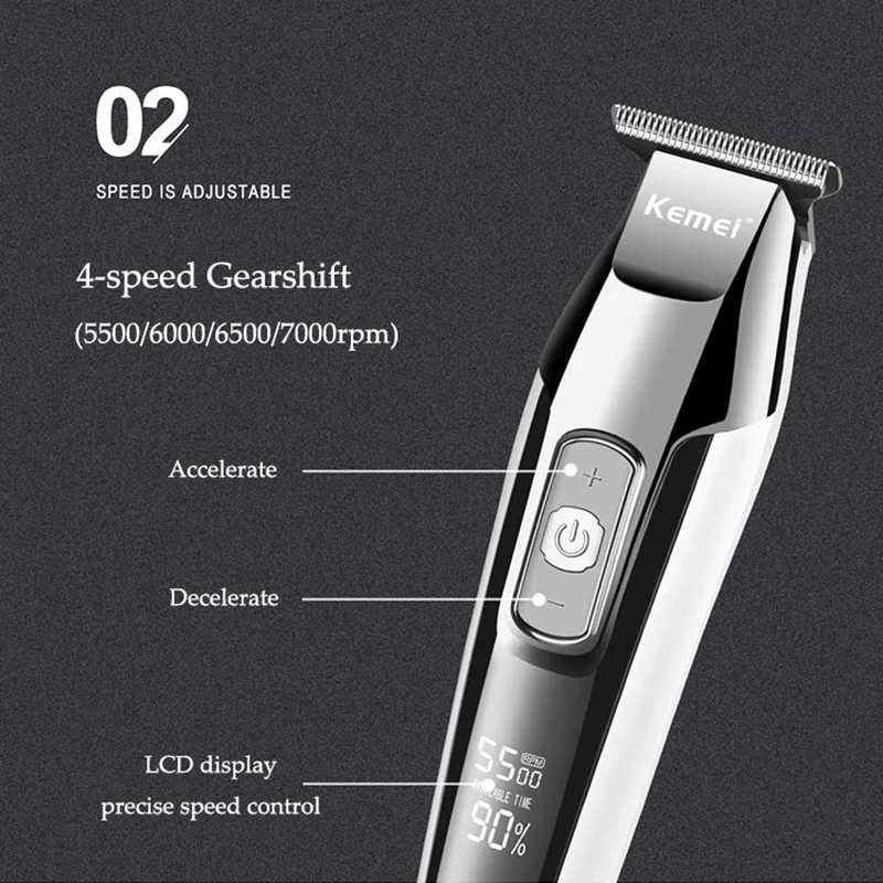 Usb зарядка электрическая машинка для стрижки волос 4 скорости регулируемый триммер для волос светодиодный дисплей режущая машина лезвие из нержавеющей стали парикмахерский инструмент 45