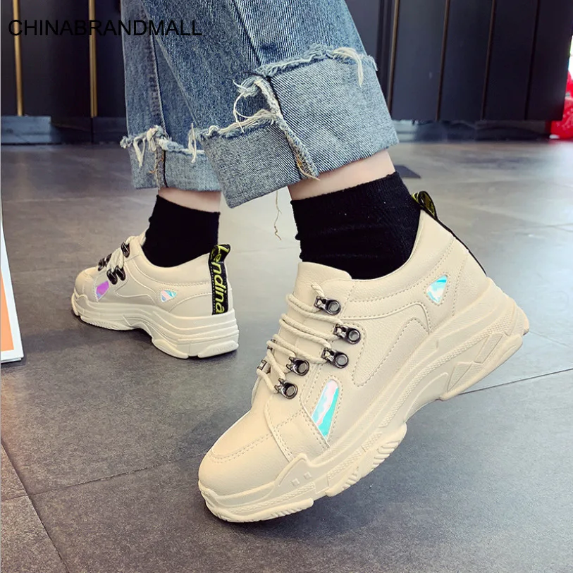 

Women's Sneakers Sports Shoes Woman Fashion PU Striped Lace Up Running Casual Shoes Women Trainers Comfortable Platform Sneakers