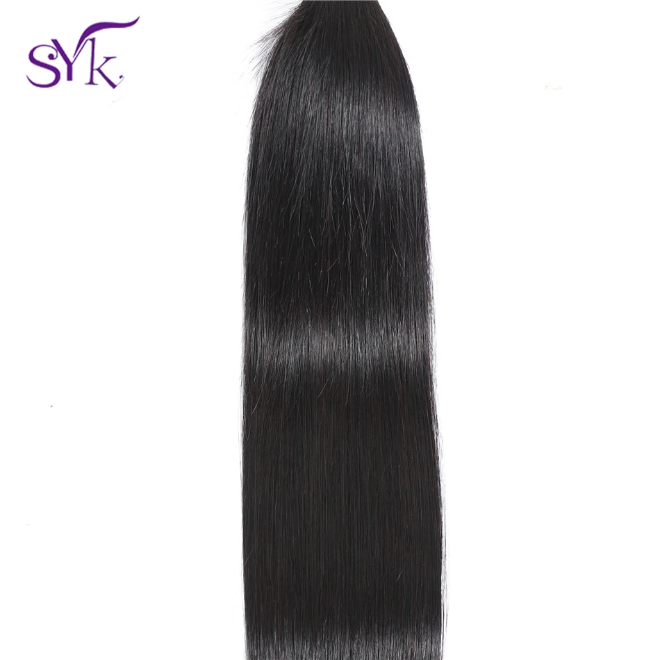 SYK бразильские пучки волос плетение прямые пучки волос не Реми натуральный цвет не линяет 1 шт. "-28" волосы для наращивания