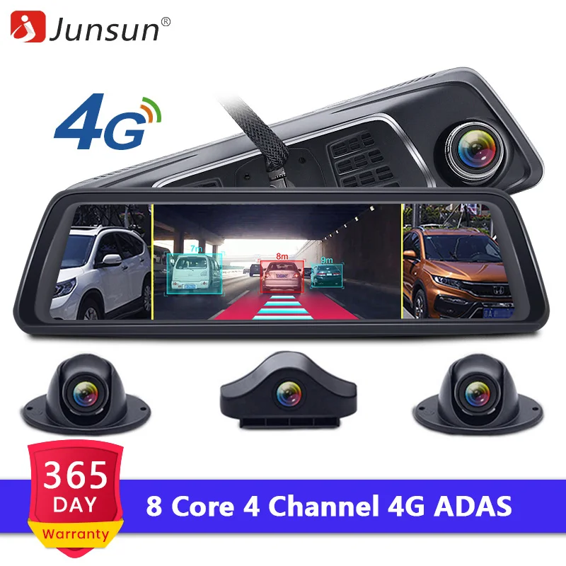 Junsun 8 ядер ADAS 4 канала Автомобильный видеорегистратор камера заднего вида FHD 1080 P