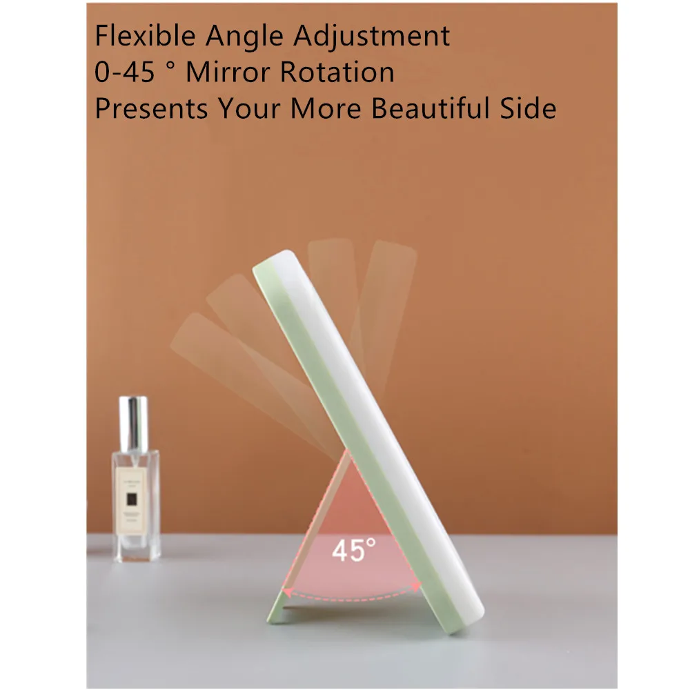 USB Charging Mirror Makeup Mirror With Led Light LED Makeup Mirror Touch Switch LED Natural Light Adjustable Angle Makeup Color USB Charging Mirror Makeup Mirror With Led Light LED Makeup Mirror Touch Switch LED Natural Light Adjustable Angle Makeup Color