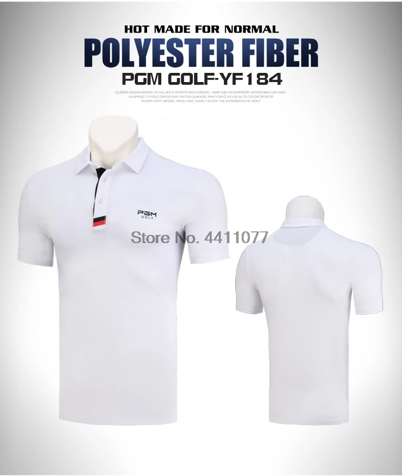 PGM Мужская футболка для гольфа на пуговицах с коротким рукавом, Летние удобные дышащие топы, мужская спортивная одежда для гольфа D0773
